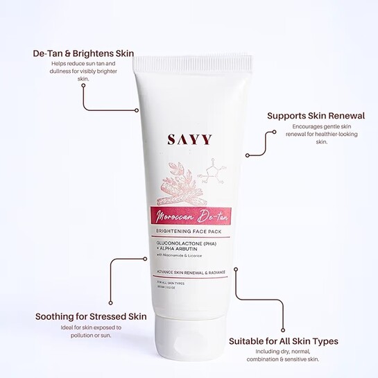 SAYY Moroccan DeTan Brightening Face Pack for Advance Skin Renewal Radiance Clay Mask (2)