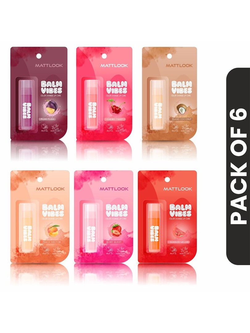 MATTLOOK Set Of 6 Balm Vibes Colour Change Lip Balm 3g Each