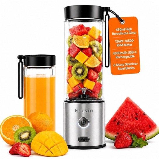  HOMEBASIC Portable Blender 450ml @ ₹2,299 | 74% OFF on ₹8,999 MRP!