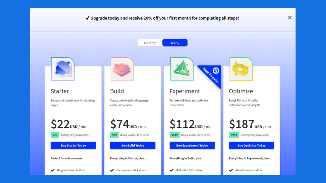Unbounce subscription offer