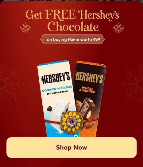 Zepto-Get FREE Hershey's Chocolate  on buying Rakhi worth ₹99
