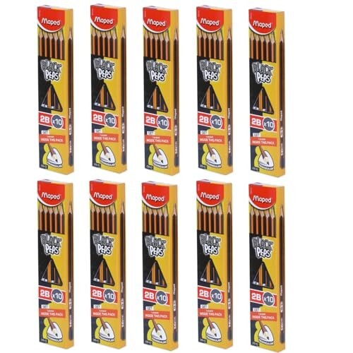 Maped Wooden Traingular Shape Wooden Pencil X10pc with Eraser| Set of 10box| Pack of 100pc 