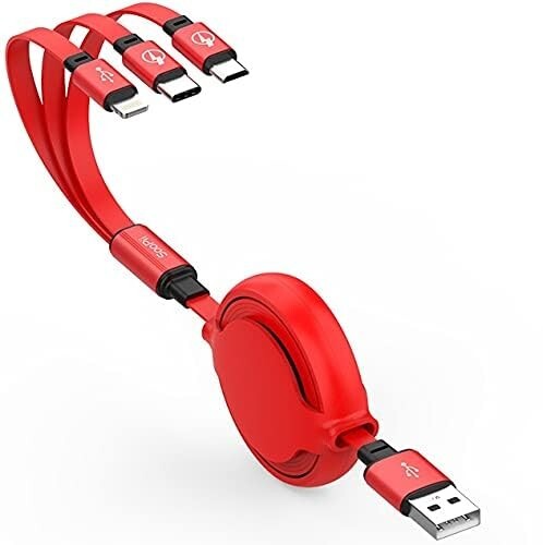 SOOPII 3 in 1 multi usb cable, Compatible for Apple iPhone Micro and C -Type, charges 3 phone at same time 1.2meter long 2.1 A output.
