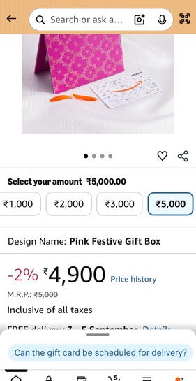 Amazon pay physical gift card @ 2% off