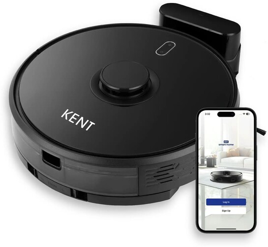 KENT RoboKlean R1 Vacuum Cleaner. Automatically Cleans Carpets, Tiles, Marble with AI Hand-held Vacuum Cleaner (Black)