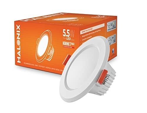 Halonix Kornet 5.5-Watt Concealed downlighter | Junction Box Downlighter (Pack of 1, White), Polycarbonate