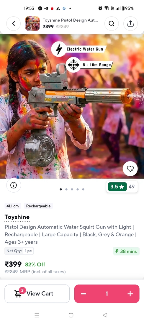Zepto - Toyshine Electric Pistol @Rs. 399