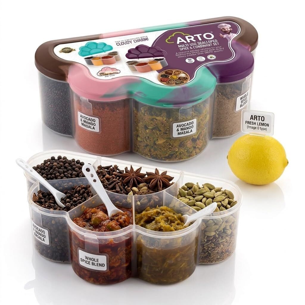 Arto 5 Compartment Pickle Container with Spoon