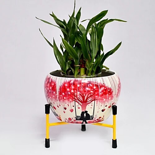 Prime-Metal Flower Planter & Tripod Stand Combo - Romantic Swing Graffiti, 1 pc,location specific