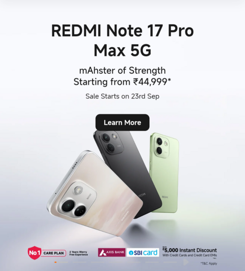 Sale on 23rd Sept  : Redmi Note 17 Pro Max 5G Mobile 