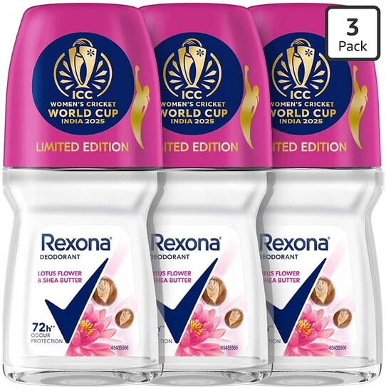Rexona Lotus Flower & Shea Butter Antiperspirant Roll-On | for Women |72H Odour Protection  |50 ML (Pack of 3)