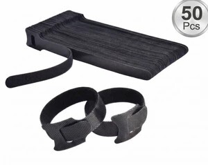 INOVERA 50-Piece Nylon Hook & Loop Cable Ties – Adjustable Cord & Wire Organizer for Desk, PC, & Home