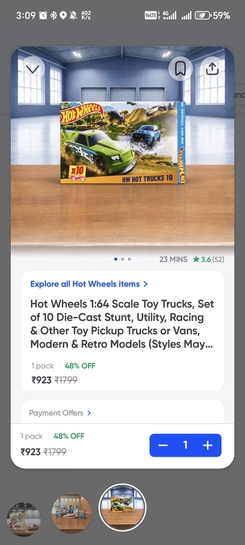 Instamart - Hotwheels - pack of 10 stunt trucks