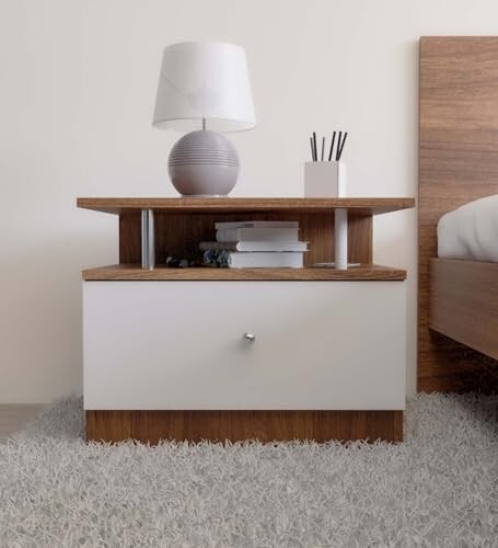 Pico BST | Engineered Wood | Bedside End Table with 1 Drawer Storage | DIY(Do-It-Yourself)