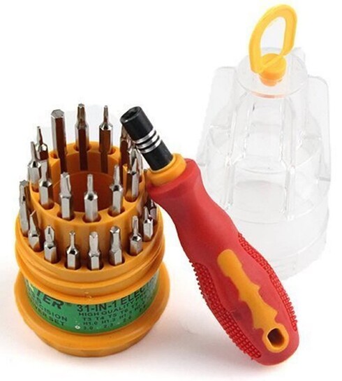 ARTO Professional Household Repair 31 in 1 Tool Kit Magnetic Screw Driver, Repairing Set Replaceable Straight Multitool for Laptop, Mobile Phone, iPhone, Electronic(Multicolor)