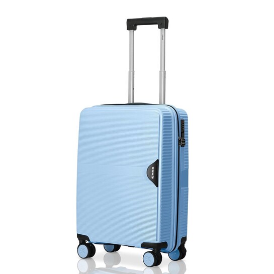 HRX Parabola 8-Wheel Spinner Cabin Trolley with Number Lock (46L, Light Blue)