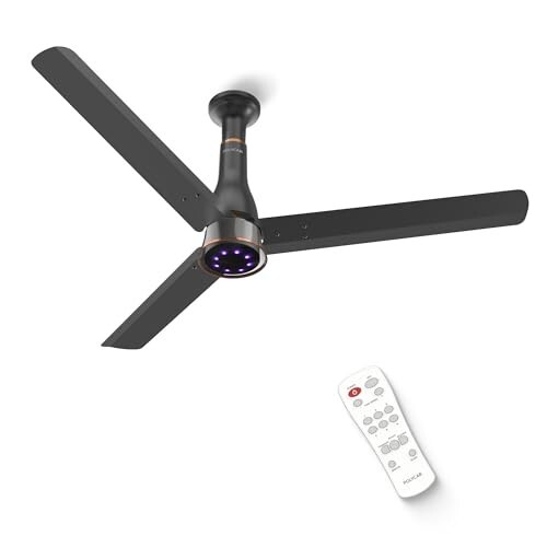 Polycab Wizzy Prime 1200mm BLDC Ceiling Fan with remote |BEE 5 Star Rated, Higher Air Delivery Matt Black