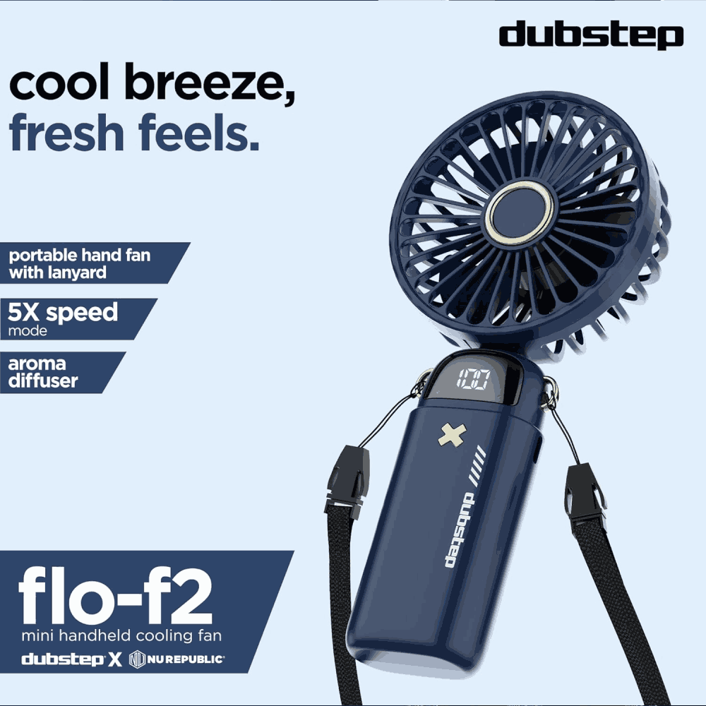 Lowest price- Dubstep Mini Handheld Cooling Fan Flo F2 with LED Digital Display at ₹599