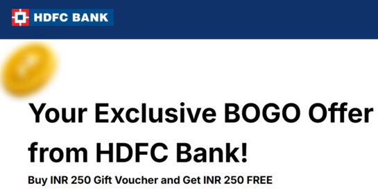 HDFC Business Credit Card | BOGO on Gift Card worth 250 