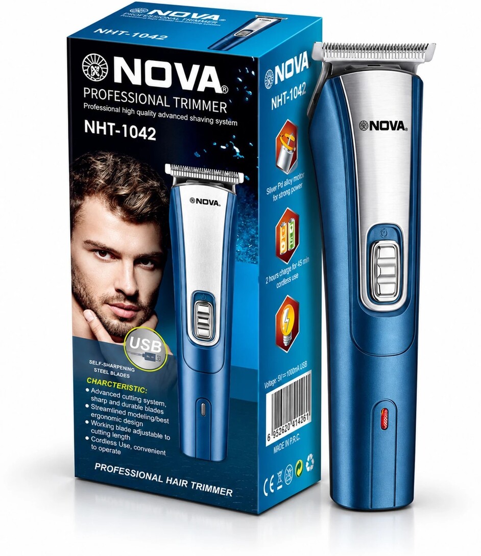 NOVA NHT 1042 USB Trimmer 60 min  Runtime 5 Length Settings (Blue...more
