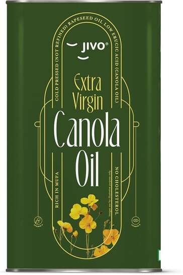 JIVO Extra Virgin Canola Edible Oil 3 Litres | Vitamin A & D Fortified Cooking Oil | Canada Imported MUFA-Rich Oil | Ideal for Roasting, Frying, Baking & All Types of Cuisines