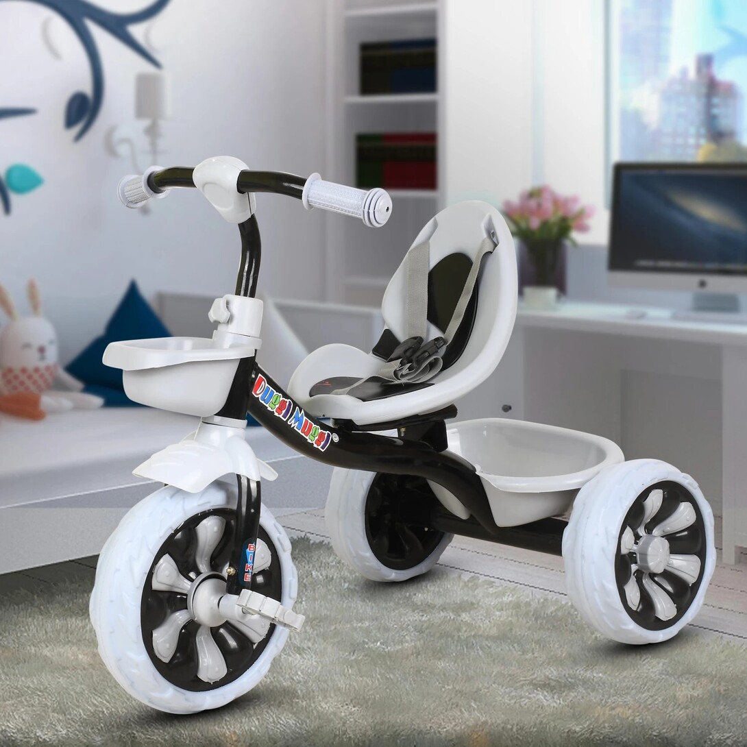 TOYSHOPPEE Play Kids/Baby Tricycle with Basket and Safety Belt 12...more