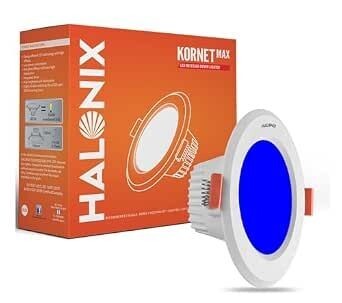 Halonix 5.5W Blue Kornet Junction box led Downlighter | Cut Out- 3 Inch, Dia- 4.13, Height- 1.96 Inch | | Downlighter For Home, Shop And Office |Pack Of 1, Blue., Gu10