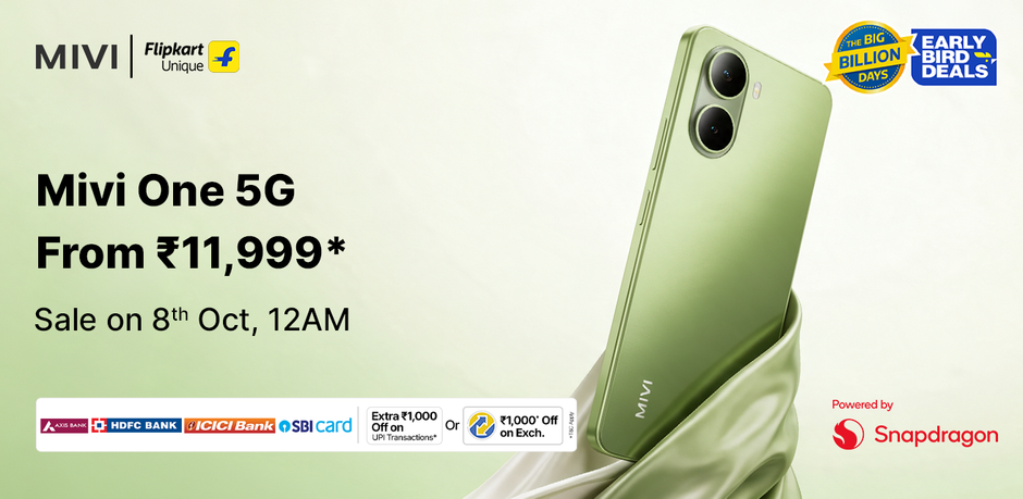 Sale on 8th October 12am : Mivi One 5G (Green, 128 GB) (4 GB RAM)