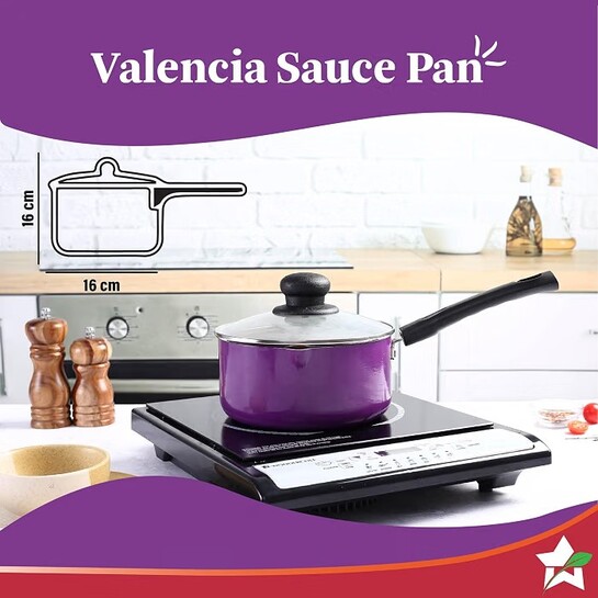 Wonderchef Valencia Non-Stick Sauce Pan with Glass Lid |  1.5 litres | 2.5 mm Thickness | 2 Year Warranty |