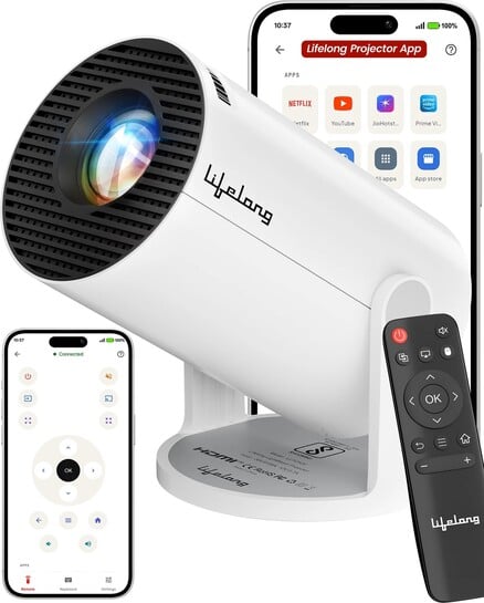 Lifelong Lightbeam Smart LED Projector, Android 14, 1080P & 4K HD...more