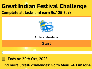 Great India Festival Challenge Complete Actions and to win guarateed rewards up to ₹300,user specific