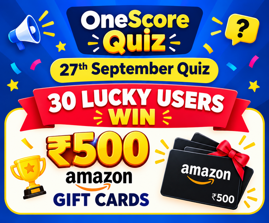 27 September OneScore Quiz Answers 30 Lucky Users Win 500rs Amazon Gift Cards