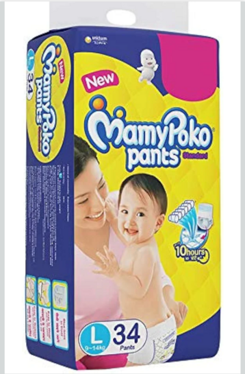 Mamy Poko Pants Standard Pant Style Large Size Diapers (34 Count)