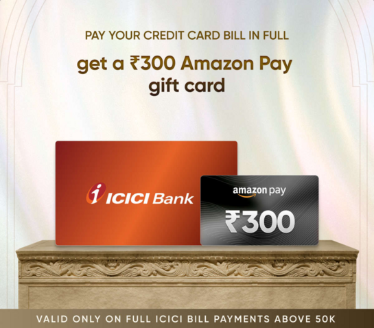 CRED - Pay credit card bill in full & get a Rs 300 amazon pay gift card @1 | Bill amount above 50k