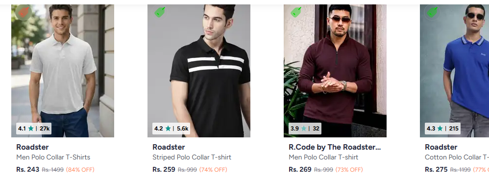 Clean Classic Style! Roadster Men's White Solid Polo T-Shirt [@ Just ₹243]