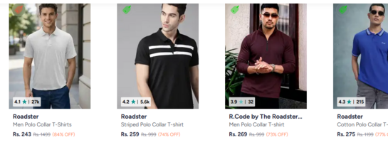Clean Classic Style! Roadster Men's White Solid Polo T-Shirt [@ Just ₹243]