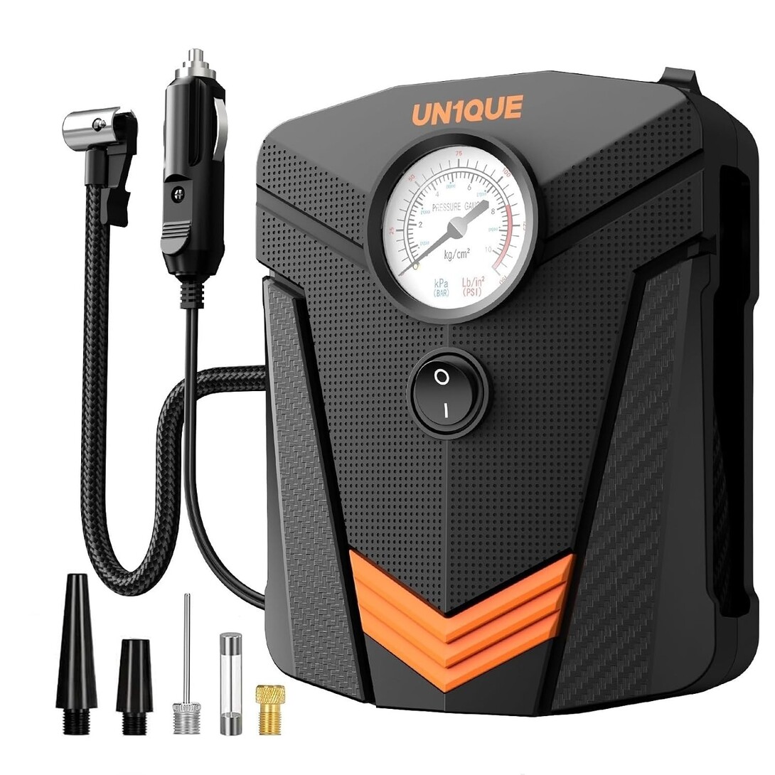UN1QUE Tyre Inflator for Car, 150PSI Car Air Pump, 12V DC Portable Air Compressor