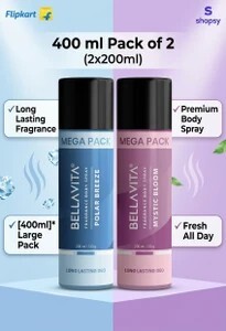 BELLAVITA Polar Breeze & Mystic Bloom Deodorant Combo|2x200ml|Long lasting Fragrance| Deodorant Spray  -  For Men & Women