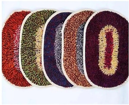 varsha tex Cotton Floor Mat (Multicolor, Pack of 5, Medium)
