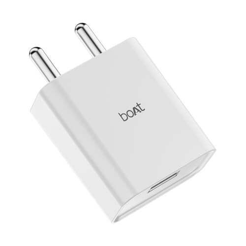 boAt 12W Charger Adapter for Fast Charging, USB-A Port; Compact & Lightweight, Scratch Resistant, Smart IC Protection; Supports iPhone 17/16/15/14/Pro/Max; Samsung; Pixel; Android (Crystal White)