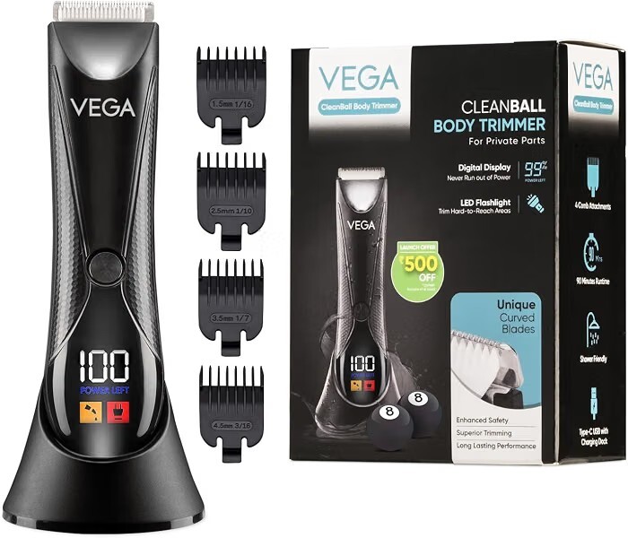 VEGA Cleanball Full Body Trimmer for Men|Private Parts, Pubic Hair, Balls, Manscaping, Body Multi-Purpose