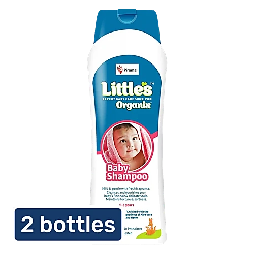 Little's Gentle pH 5.5 Tear-Free Baby Shampoo - With Neem & Aloe Vera Extracts, 2x400 ml (Multipack)