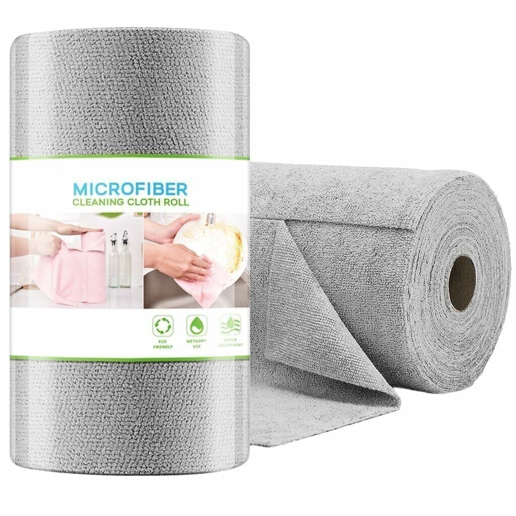 MADRIC Microfiber Cleaning Cloth Roll (20PCS)| 2000 Times Washable - 10X Cheaper Than Paper Kitchen Towel Roll - Ultra Absorbent Lint Free Microfiber Cleaning Cloth for Kitchen - Tearable, Reusable