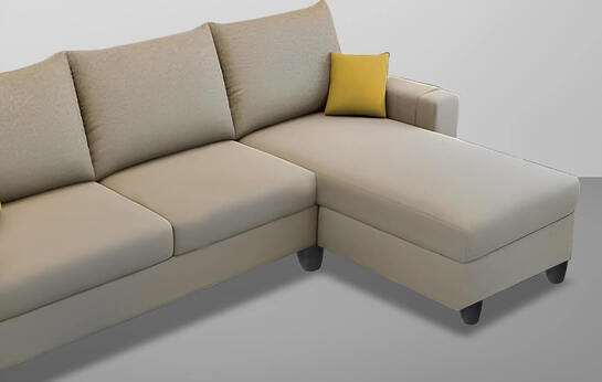 [Amazon Rewards are account specific] Casaliving Porto RHS 4 Seater L Shape Sofa Set for Living Room (Cream Fabric) Premium Velvet Fabric Sofa