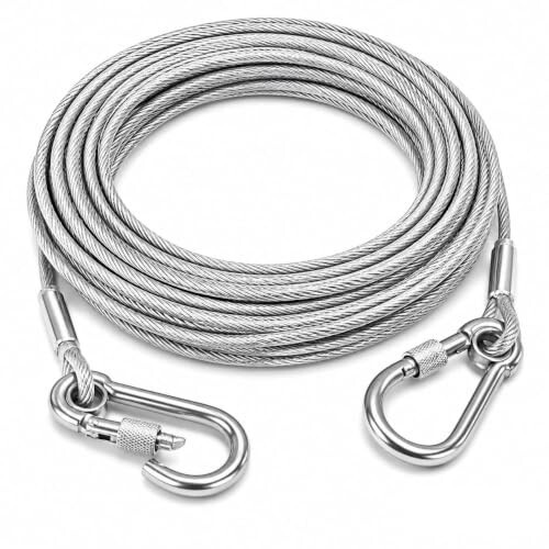 Heavy Duty Clothes Drying Rope 10 Meter with Hooks | Strong Steel Clothesline for Balcony, Travel, Camping & Home Use | Rust Resistant Silver Clothes Line