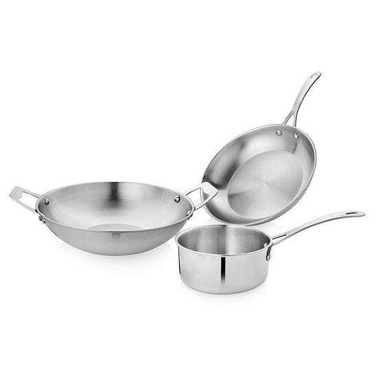 Karfe Stainless Steel Cookware Set of 3 | Kadhai - 2.5 L | Sauce Pan - 1 L | Fry Pan - 1.5 L