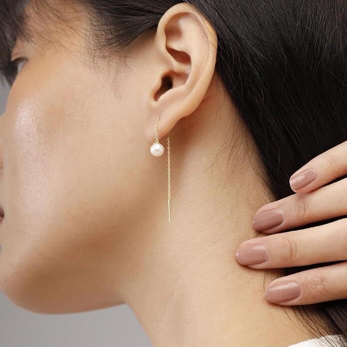 [Rewards plus specific credit card] Mia by Tanishq Hallmarked 14 KT Pearl Luna Drift Drop Earrings for Women