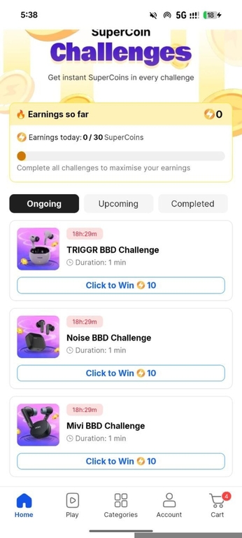 New supercoin challenges (account specific) Check your account