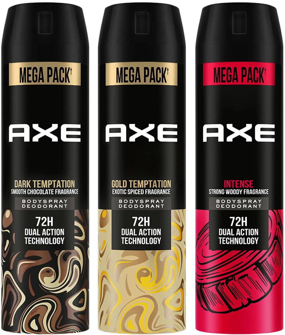 AXE Gold Temptation, Dark Temptation and Intense Deodorant Spray -  For Men (645 ml, Pack of 3)