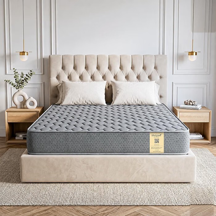 Shayan Orthopedic Memory Foam Mattress | 4 inch Queen Size | HR Foam Support with Motion Isolation |  78x60x4 Inches Grey.